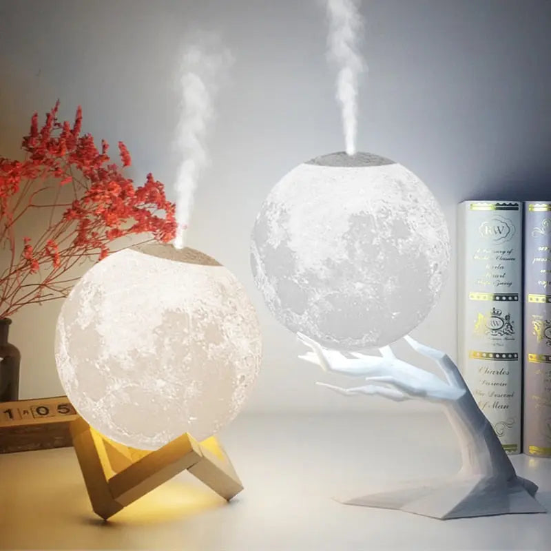 LunaMist - Humidificateur d'air ultrasonique Moon avec douce lueur et aromathérapie