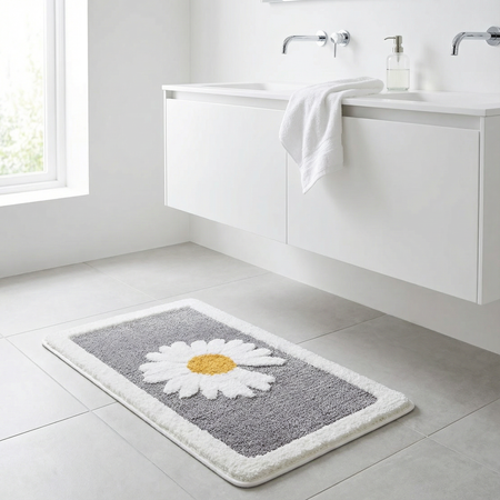 Blomstret Bademåtte i Mikrofiber