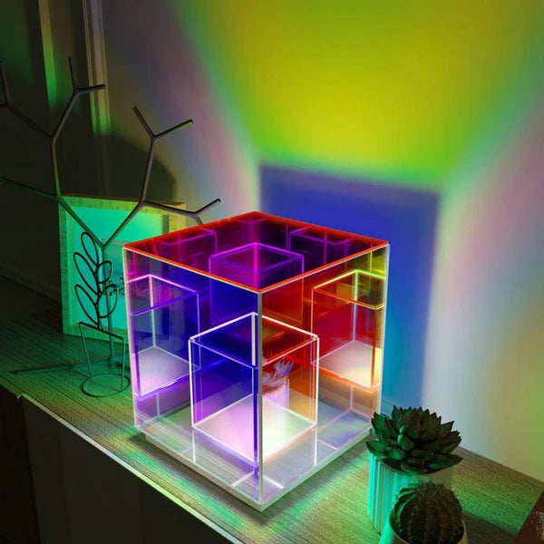 CubeLuxe - Lampe de table concentrique élégante pour décoration moderne