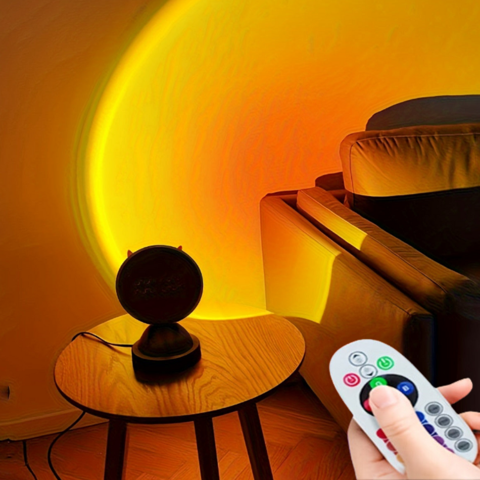 SunsetGlow - Lampe LED coucher de soleil polyvalente avec 16 couleurs et télécommande