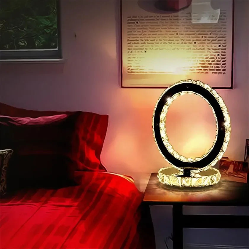 GlowHeart – Lampes au design cœur et circulaire avec cristaux scintillants pour une décoration élégante