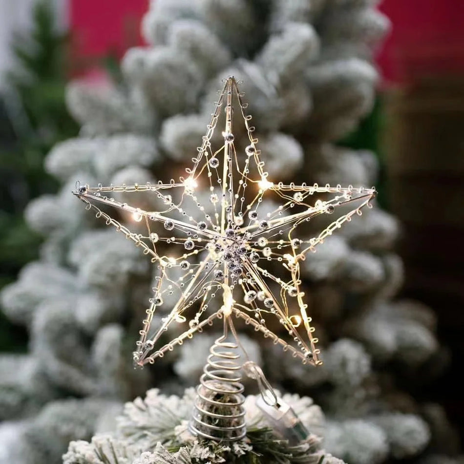 TwinkleGlow - Étoile LED pour sommet de sapin avec lumière chaude et installation facile
