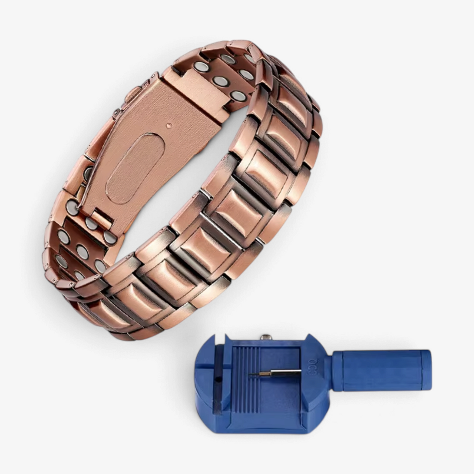 CopperLink – Bracelet en cuivre avec fermeture magnétique et motif géométrique