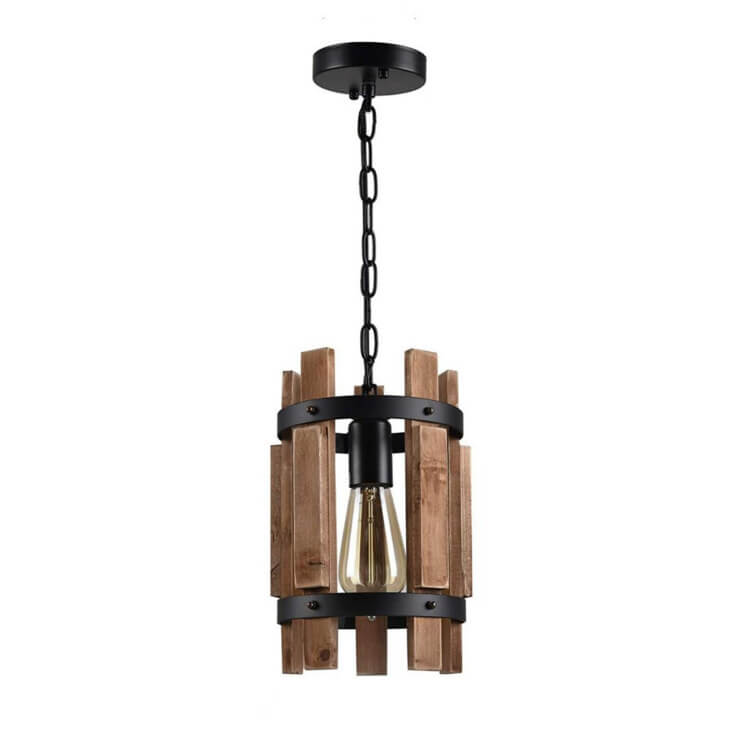 FenceGlow – Suspension cylindrique en bois et fer