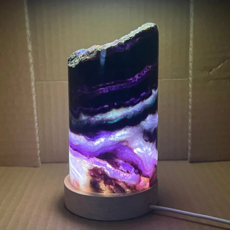 RainbowGlow – Lampe de table en fluorite avec effets lumineux enchanteurs pour une atmosphère apaisante