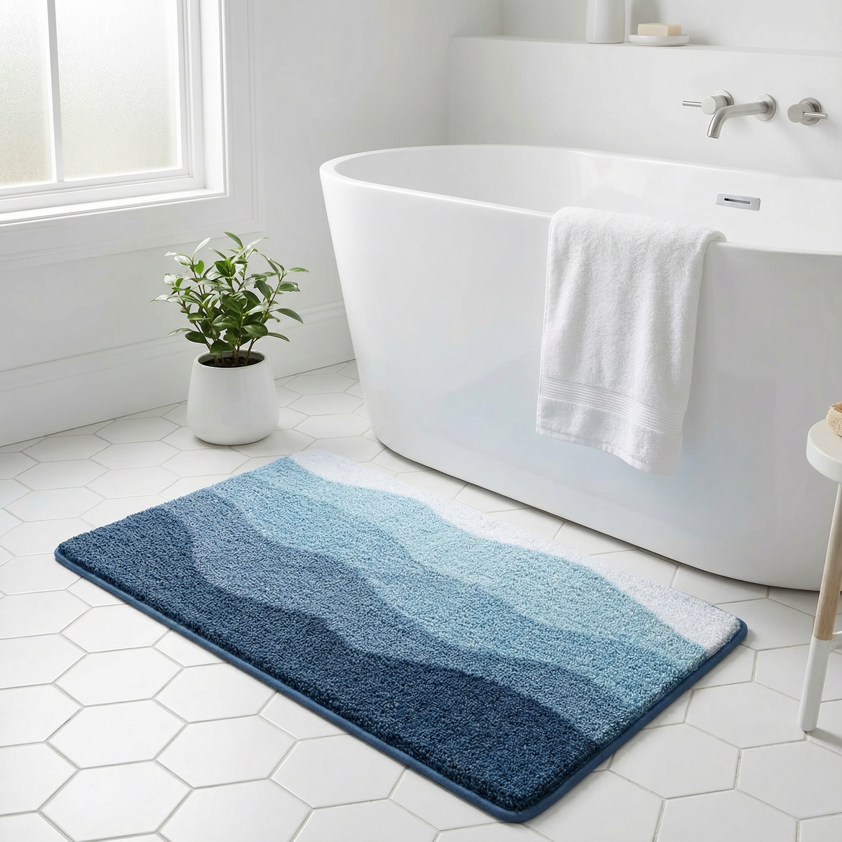 Skridsikker Bademåtte med Bølgedesign
