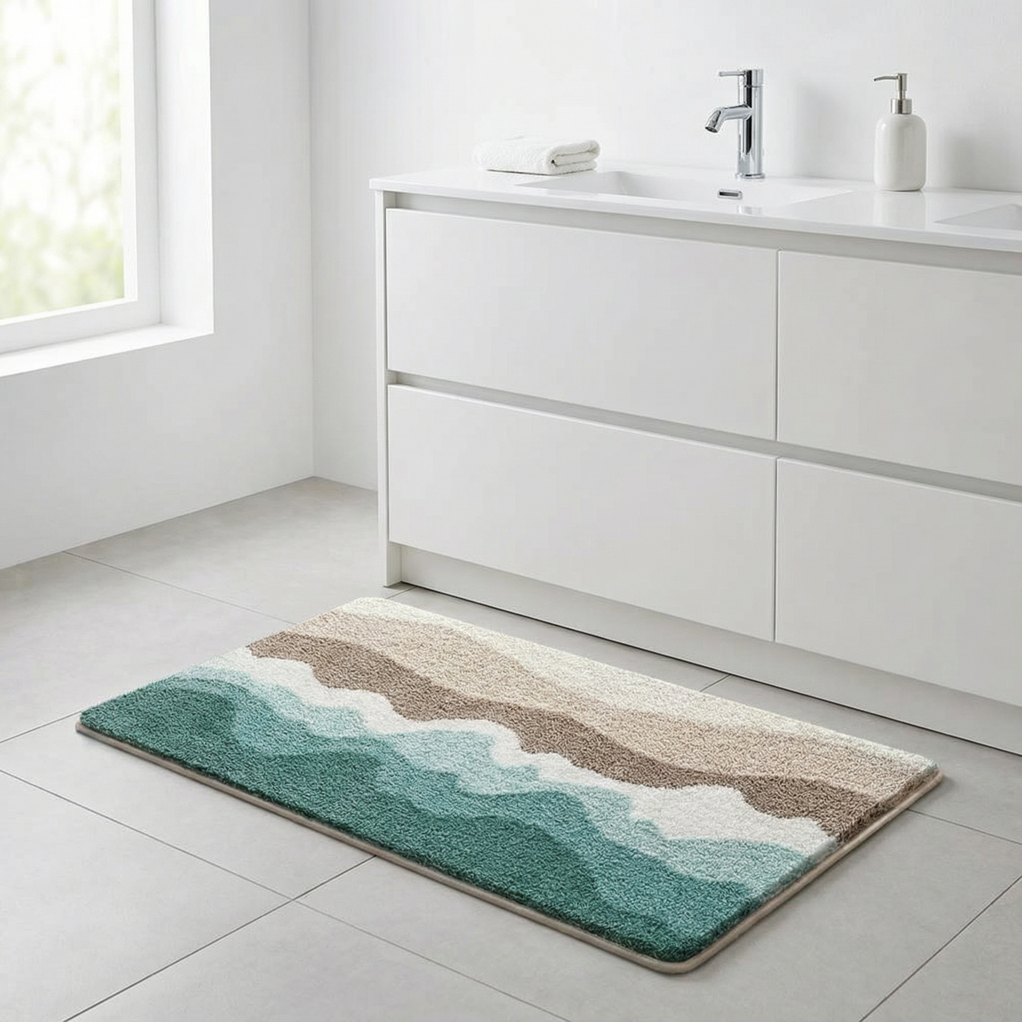 Skridsikker Bademåtte med Bølgedesign