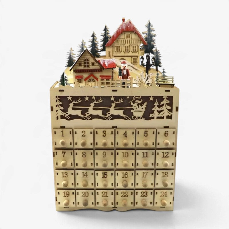 Woodora - Calendrier de l’Avent en bois avec motif de renne
