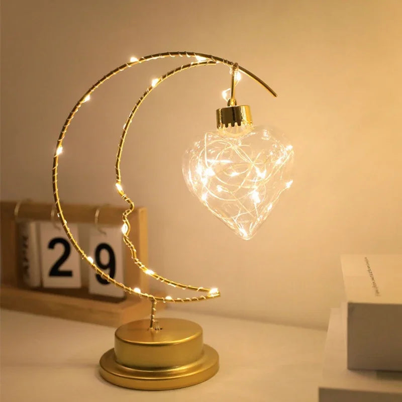 LunaGlow - Lampe de table LED avec design doré de lune