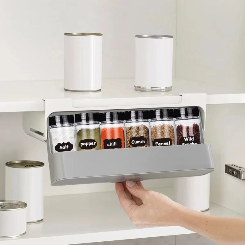 SpiceGlide - Élégante rangée d'épices autocollante pour un ordre de cuisine sans effort