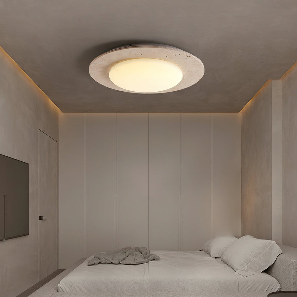 ModuTone – Rund loftslampe med betonfinish og flad, moderne form