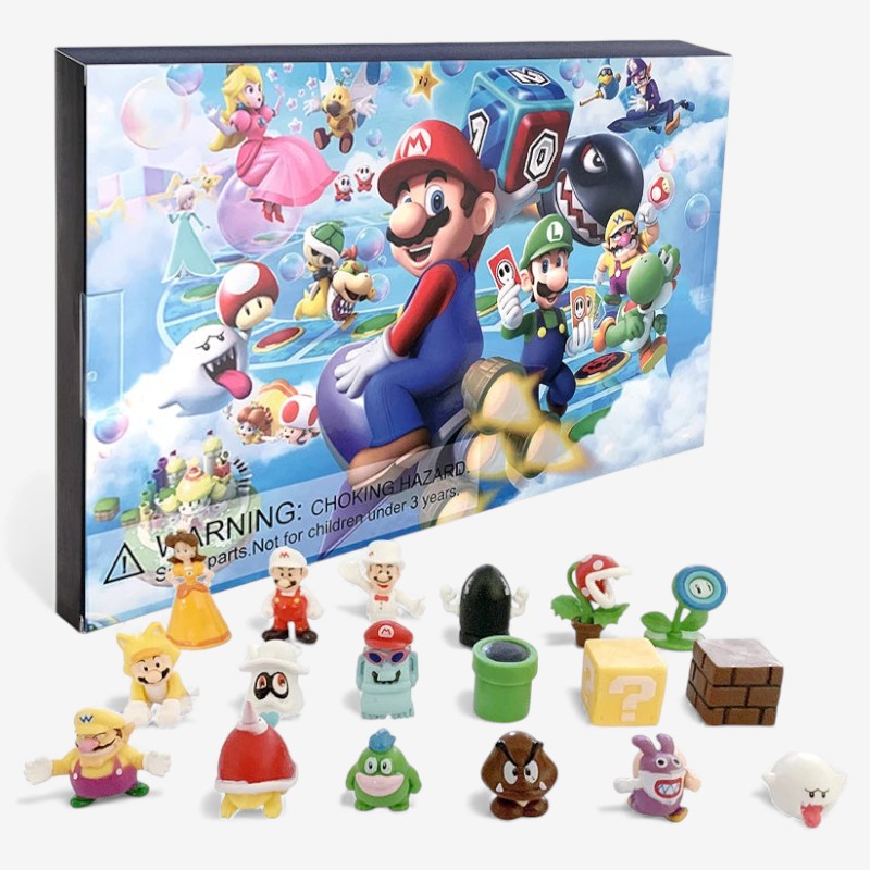 GameTrove - Boîte cadeau de compte à rebours avec figurine Super Mario Bros