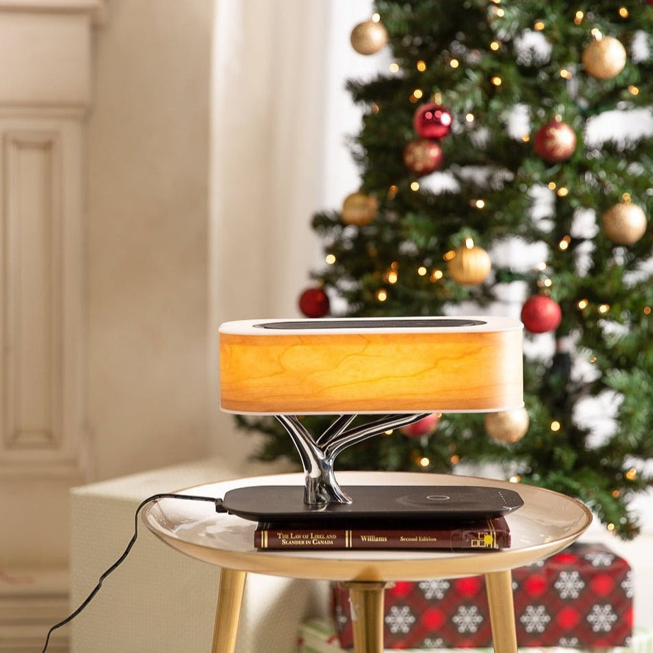 LumeGlow – Lampe de table moderne avec forme unique et socle de chargement sans fil