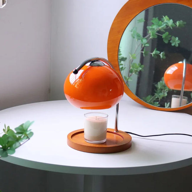 CharmingAura - Lampe de table rétro en verre élégante avec chauffe-bougie