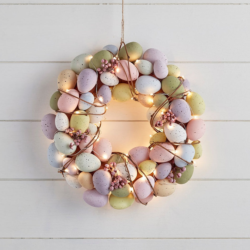 FestivaGlow - Couronne élégante d’œufs de Pâques avec lumières LED pour une décoration festive