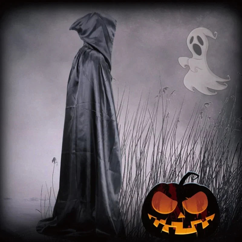 Black Hooded Cape for Halloween Cosplay