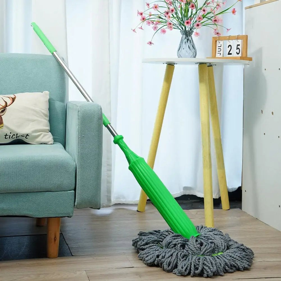 MopTiq – 360° roterende mikrofibermoppe med håndfri vridning for nem rengøring