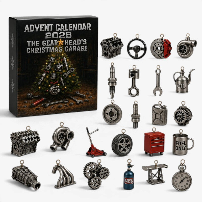 AutoGear - Calendrier de l’Avent avec 24 décorations représentant des pièces automobiles