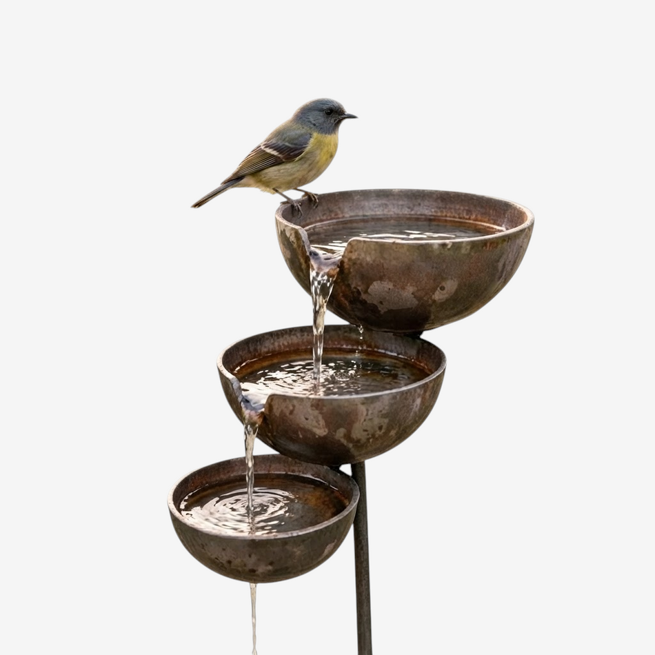 Regnora – Bain d’oiseaux à 3 niveaux avec récupération de l’eau de pluie