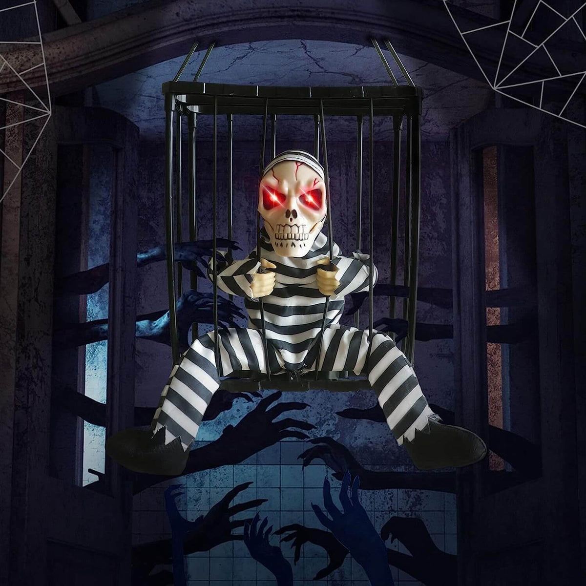 Halloween Skeleton Prisoner Decoration with Sound