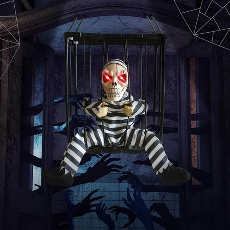 Halloween Skeleton Prisoner Decoration with Sound