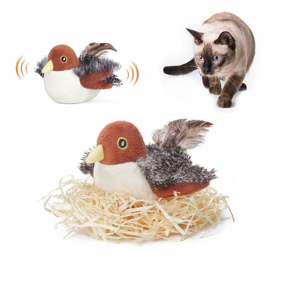 PurrPlay – Interaktivt plysfuglelegetøj med realistisk design til engagerende kattelege