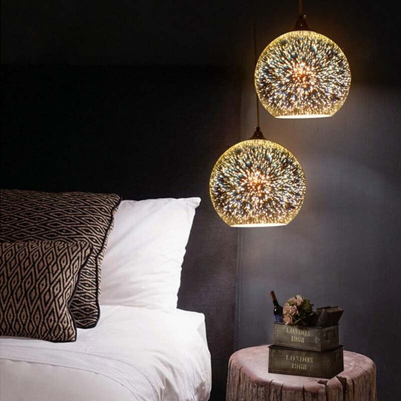 LumiGlow - Suspension élégante à boule de verre 3D pour un éclairage d’ambiance  