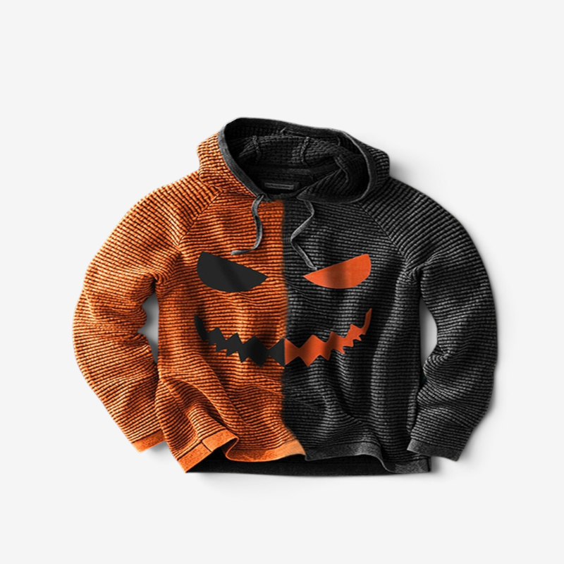 Sweat à capuche d’Halloween effrayant et ludique avec motif de visage