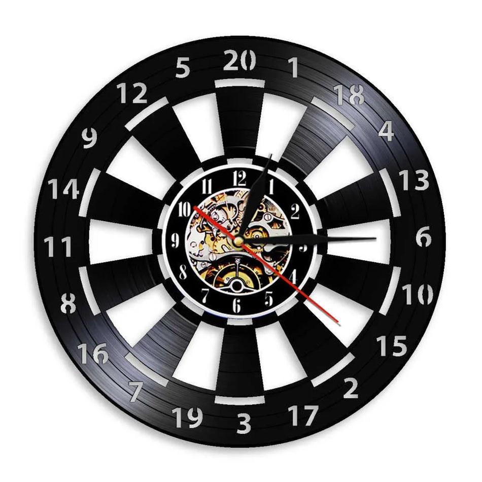 TimeArt – Horloge murale fléchette vintage avec mouvement silencieux et éclairage interchangeable