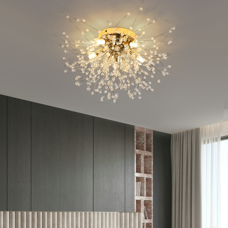 LumiAura – Plafonnier glamour style Puff Flower avec accents en cristal