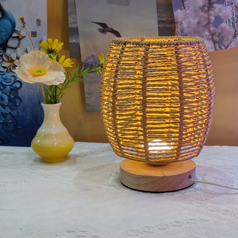GlowCraft – Lampe de table LED artisanale en bois avec lueur blanche chaude