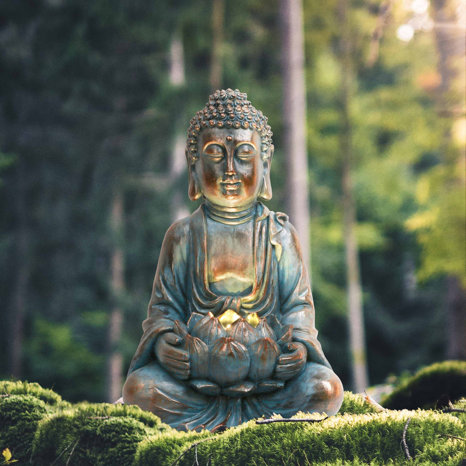 ZenGlow - Solcelledrevet Buddha-havefigur med beroligende natlys