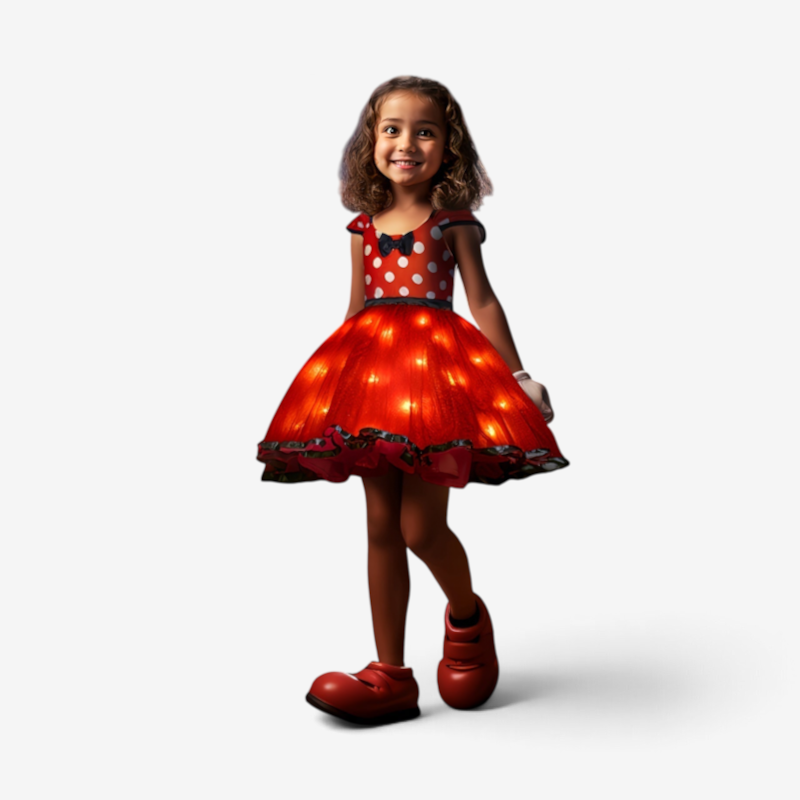 Costume de souris fille lumineux multicolore en forme de robe