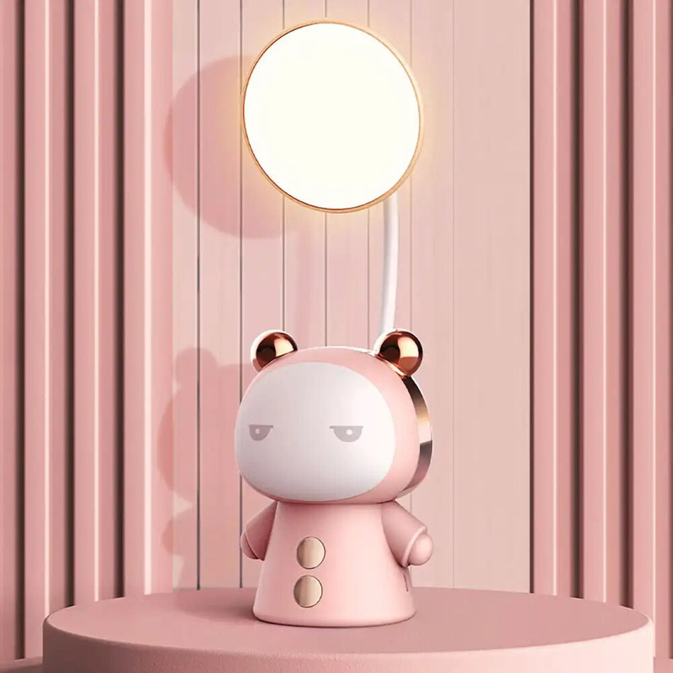 LumiBuddy - Legesyg LED-bordlampe i tegneseriestil med blødt lys og USB-genopladelig ladning