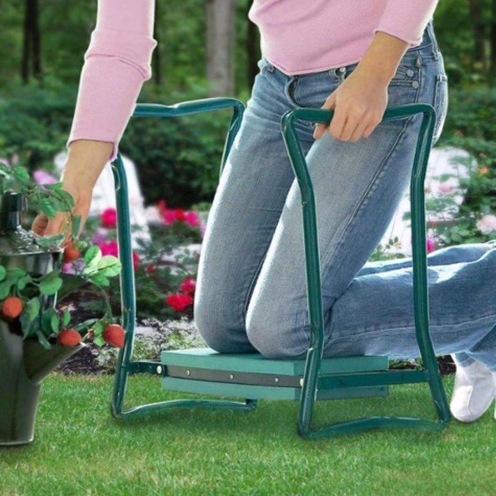 GardenEase – Sammenfoldeligt havesæde og knæler med værktøjsopbevaringspose