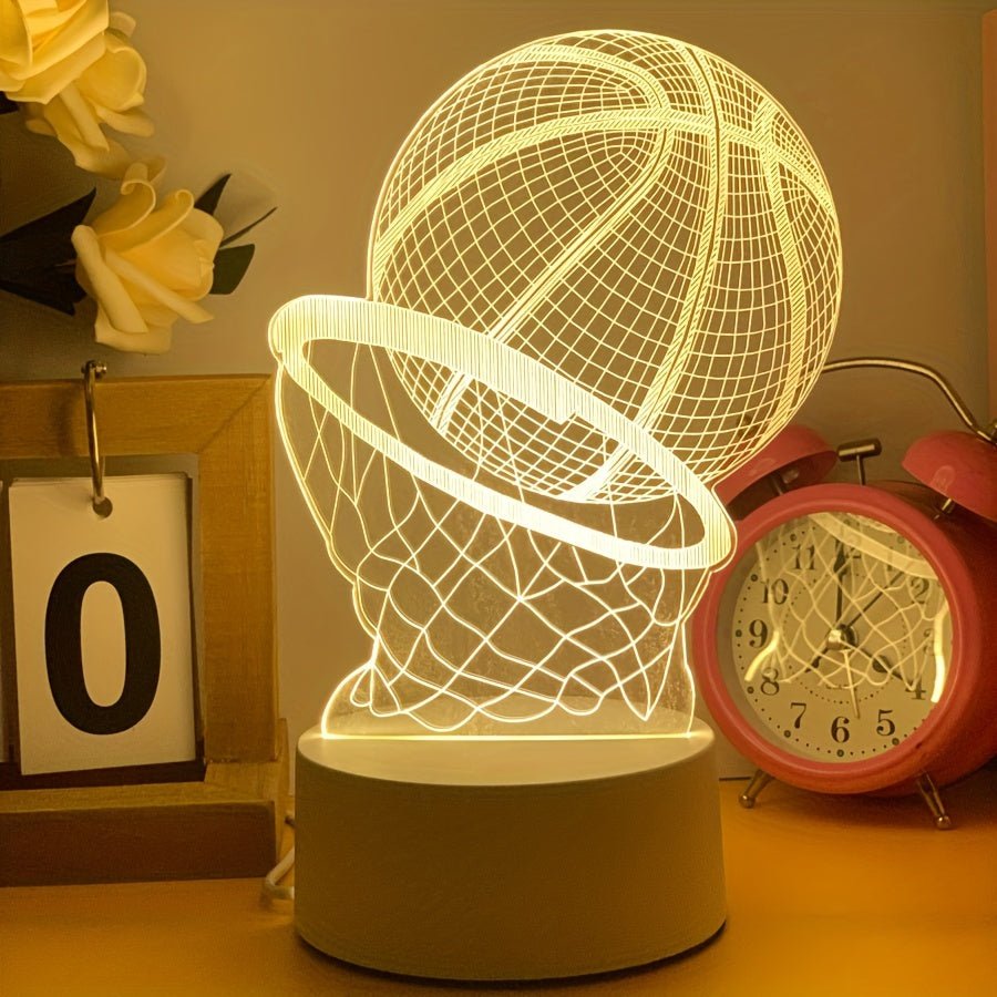 HoopGlow - Lampe LED 3D de basketball avec illusion réaliste en suspension