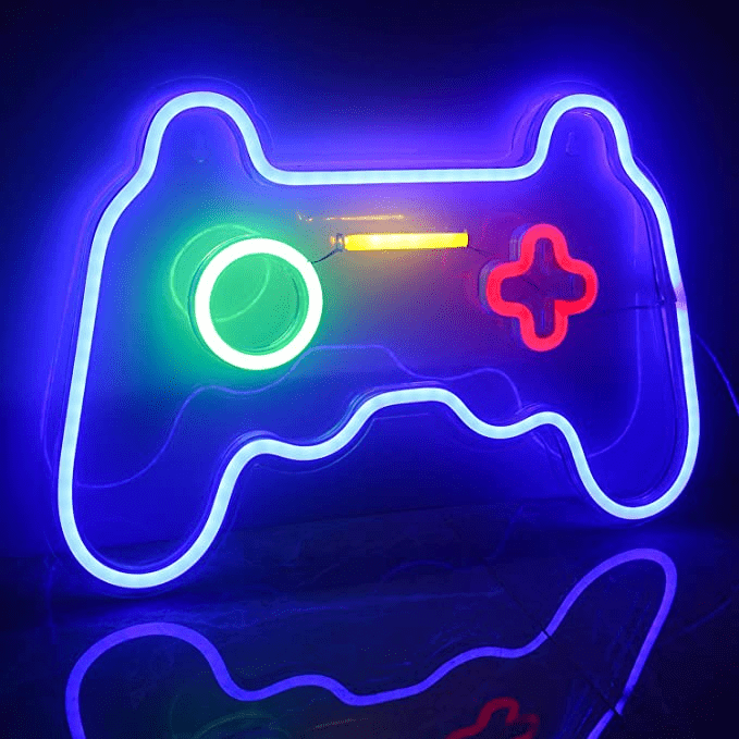GameGlow – Lampe murale en forme de manette de jeu avec éclairage au néon pour une ambiance ludique