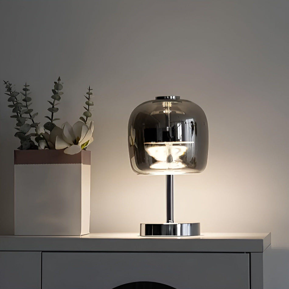 AuraLight - Elegant Bærbar Bordlampe i Glas Med Justerbar Blød Belysning