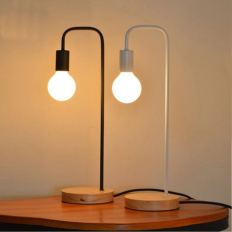 LoftGlow - Lampe de table en bois naturel de style industriel pour un éclairage chaleureux et élégant