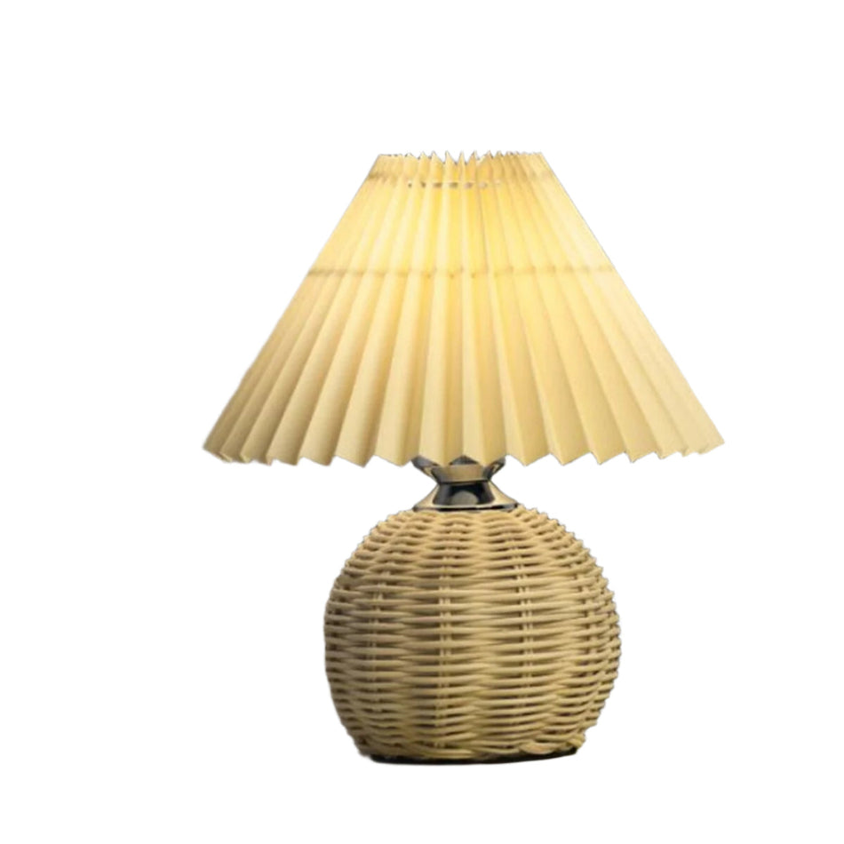 RattaGlow – Lampe de table en rotin pliable avec design compact  