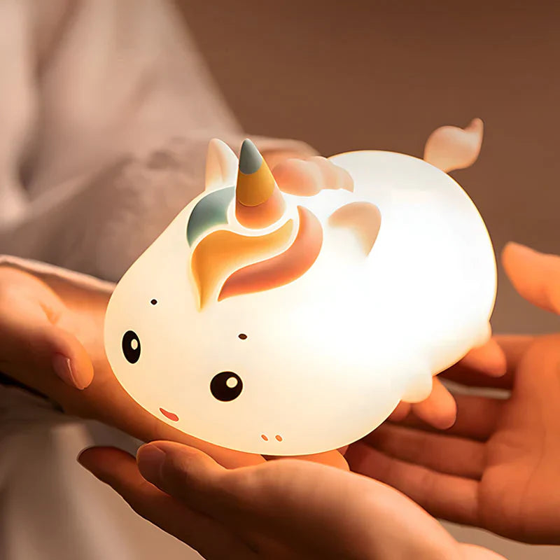 UnicornGlow - Lampe de lit tactile Kawaii Licorne pour filles