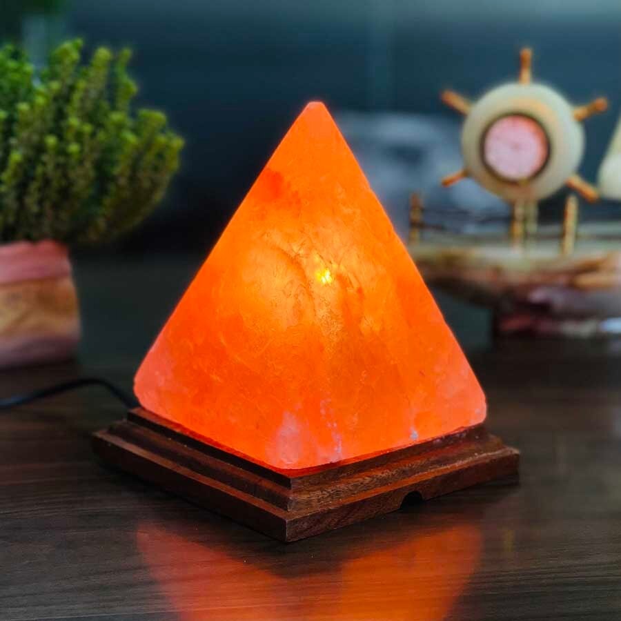 PureGlow - Lampe de sel en forme de pyramide douce avec lumière ambiante chaude pour la détente