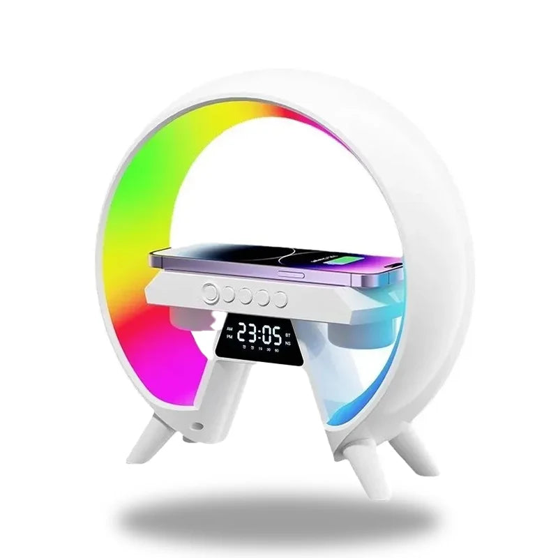 NovaBeam - Lampe LED futuriste avec charge sans fil et horloge digitale