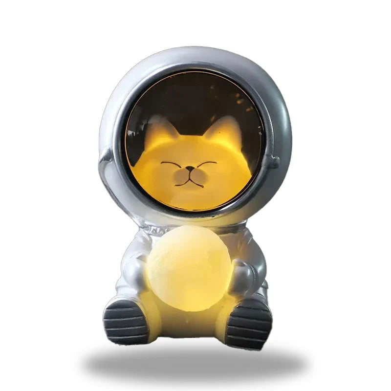 CosmicPaw - Lampe de chevet chat astronaute enchantée pour enfants avec lumière LED douce  