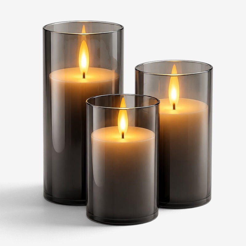 Triflare - Ensemble de 3 bougies LED avec télécommande