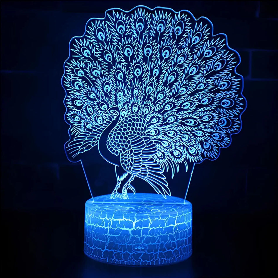 PeacockGlow – Lampe de table LED stylée avec technologie de réglage des couleurs pour une expérience lumineuse ludique
