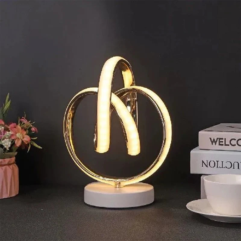 LumoGlow – Lampe de table LED minimaliste courbée avec arche fine pour espaces modernes