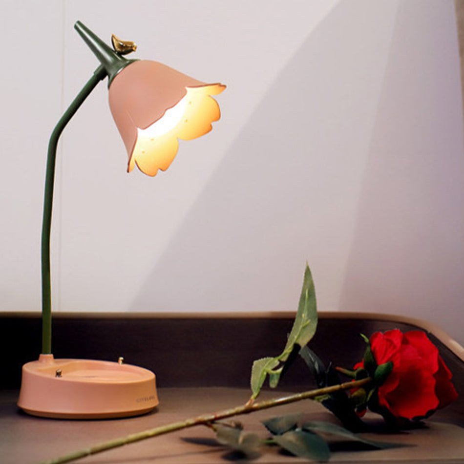 FlickerBloom – Lampe tactile en forme de pétale avec support téléphone et réglages de lumière douce