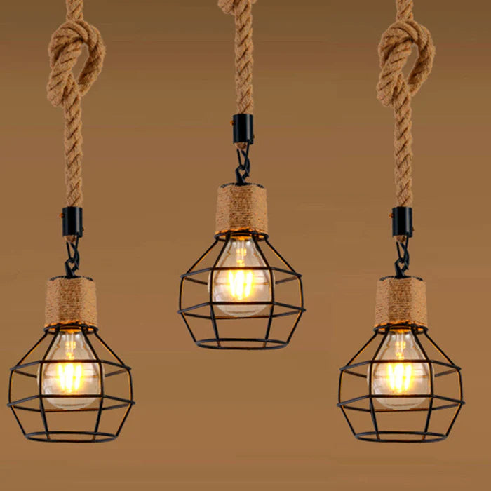 RusticGlow - Suspension vintage en corde pour une ambiance chaleureuse