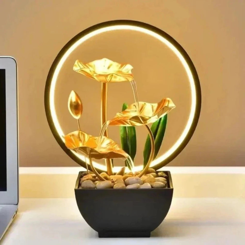 GlowStream - Fontaine de Table Éclairée avec Flux d’Eau Apaisant et Design Élégant